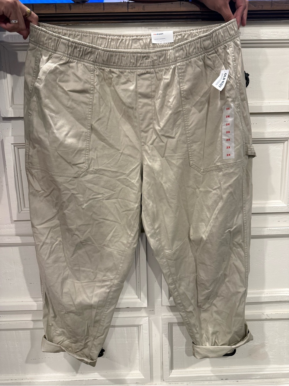 Women’s Elastic-Waist Casual Pants in Beige
